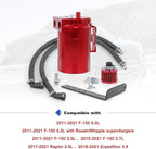 Oil Catch Can Kit Red Tank for 11-21 Ford F150 5.0L Raptor 2.7L 3.5L Ecoboost