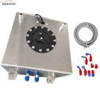 20 GALLON POLISHED SLIVE FUEL CELL GAS TANK+CAP+LEVEL SENDER+STEEL FUEL LINE KIT