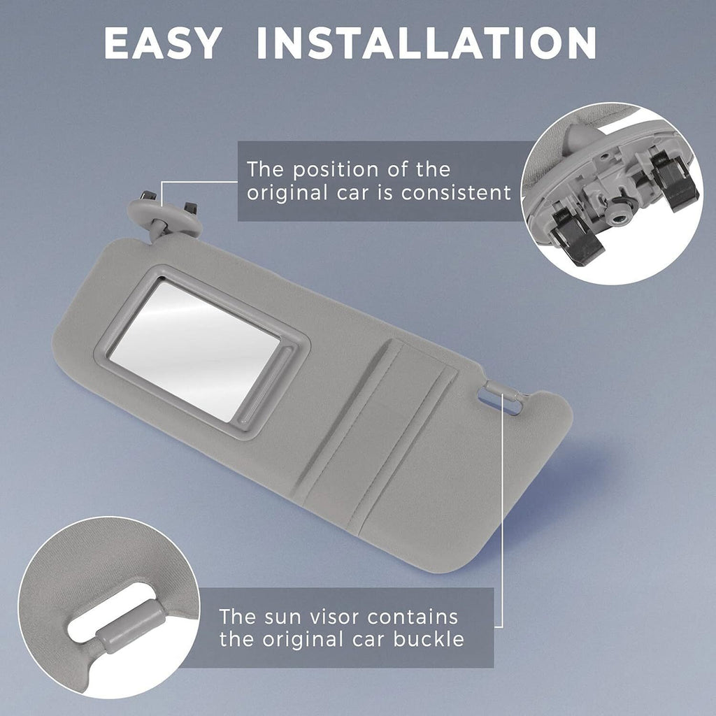 Left Side Sun Visor Light Grey for 2006 2007 2008 2009 2010 2011 Toyota Camry