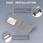 Left Side Sun Visor Light Grey for 2006 2007 2008 2009 2010 2011 Toyota Camry