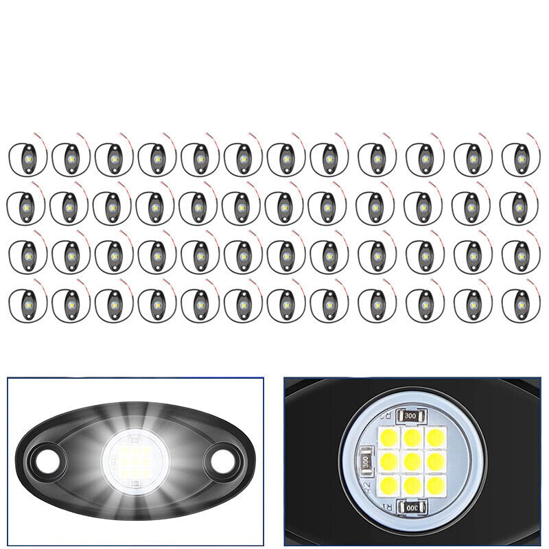 White LED Rock Lights Underbody Trail Rig Glow Lamp Offroad SUV Pickup NEW