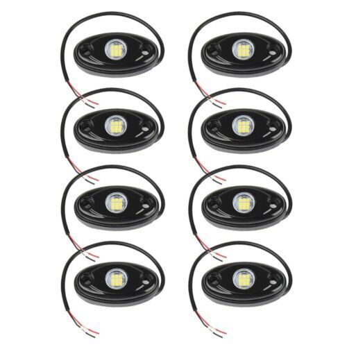 White LED Rock Lights Underbody Trail Rig Glow Lamp Offroad SUV Pickup NEW