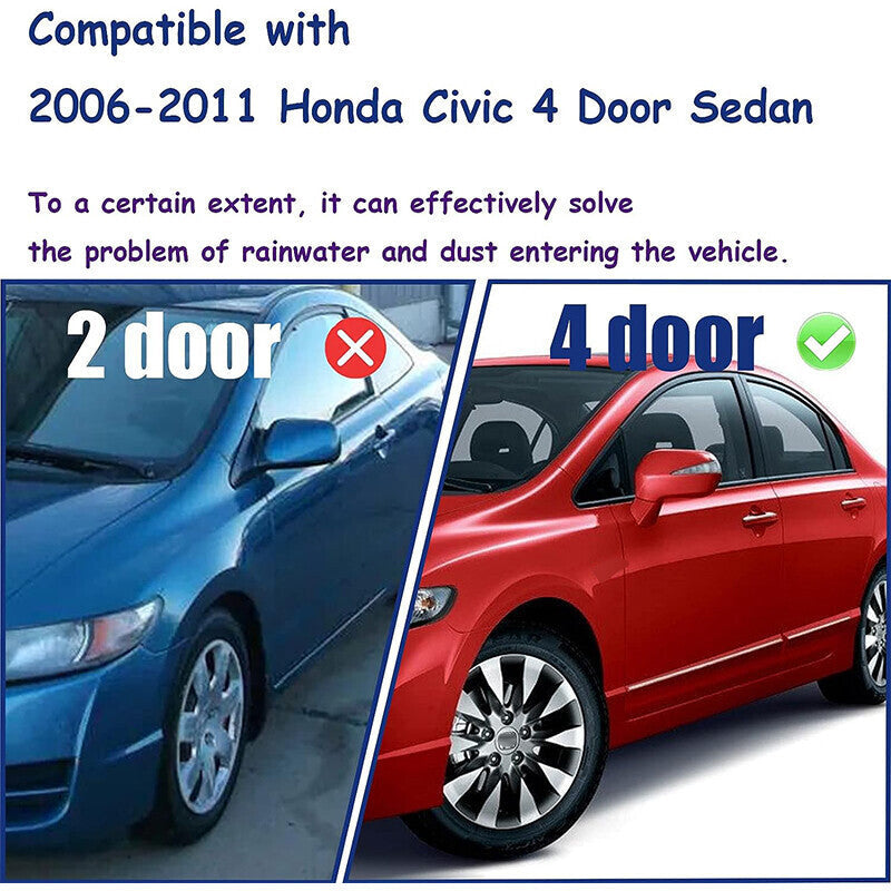 For 2006-2011 Honda Civic Car 4pcs Weather Strip Window Moulding Trim Seal Belt