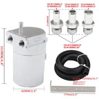 Oil Catch Can Kit Reservoir Baffled Tank with NBR Hose Universal Aluminum Engine