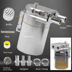 Oil Catch Can Kit Reservoir Baffled Tank with NBR Hose Universal Aluminum Engine