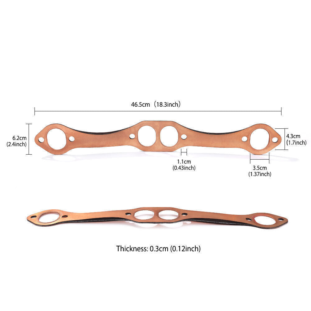 2pcs Reusable SBC Oval Port Copper Header Exhaust Gaskets for SB 327 305 383 New