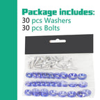 30Pcs Blue Billet Aluminum Fender Bumper Washer Bolt Engine Bay Screw Kit Parts