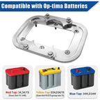 For Optima Battery 34/78 Billet Sliver Battery Relocation Tray Hold Down Mount