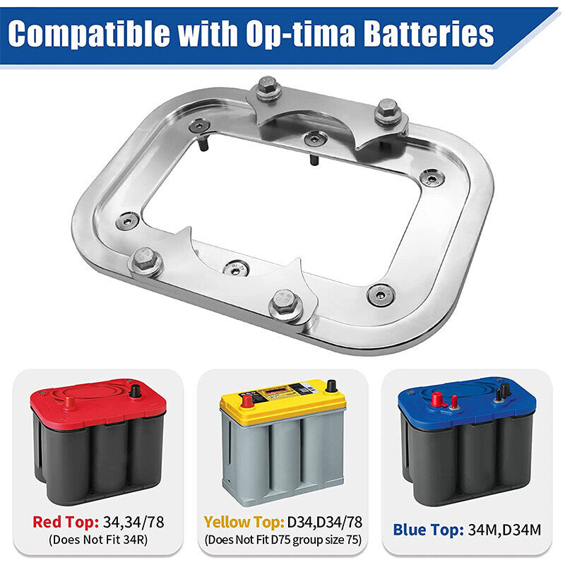 For Optima Battery 34/78 Billet Sliver Battery Relocation Tray Hold Down Mount