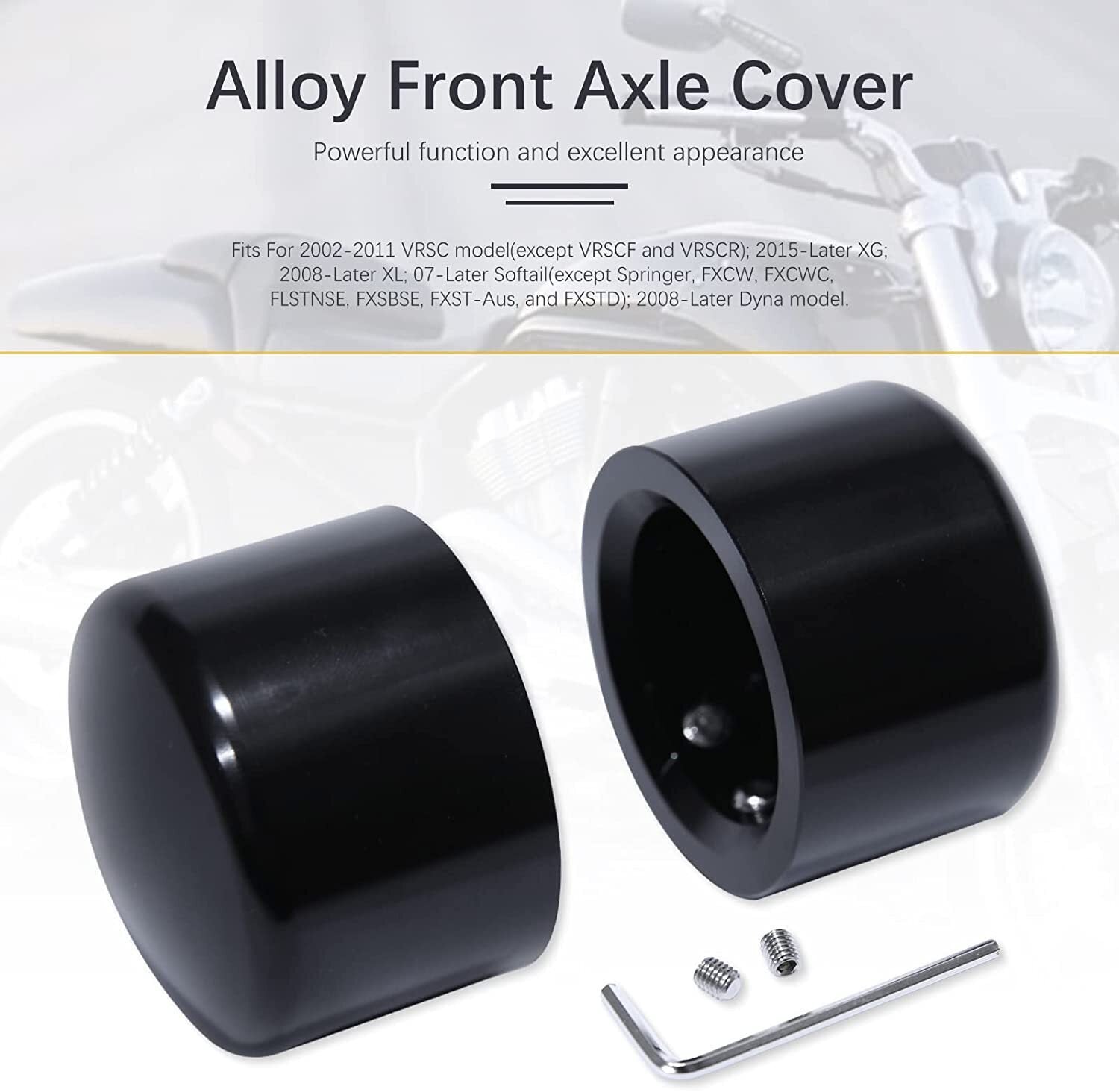 Front Axle Caps Compatible for Harley Davidson Touring Softail Sportster 02-23