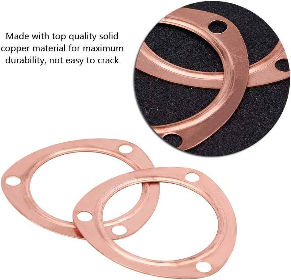 2 x 3" Inch Copper Header Exhaust Collector Gaskets Flanges Universal 3 Bolt USA