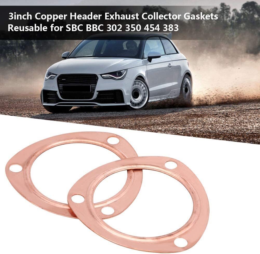 2 x 3" Inch Copper Header Exhaust Collector Gaskets Flanges Universal 3 Bolt USA