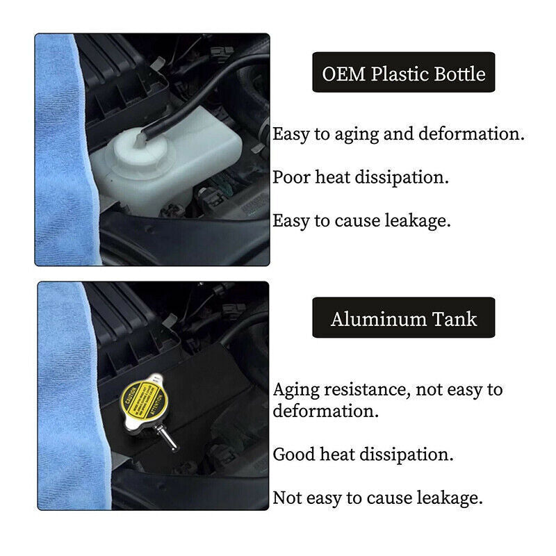 CAR 1.6L POLISHED COOLANT OVERFLOW TANK EXPANSION RADIATOR RESERVOIR TANK SLIVER
