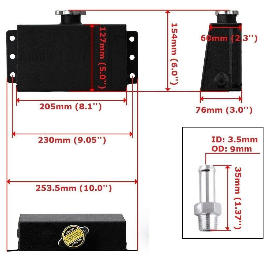 CAR 1.6L POLISHED COOLANT OVERFLOW TANK EXPANSION RADIATOR RESERVOIR TANK SLIVER