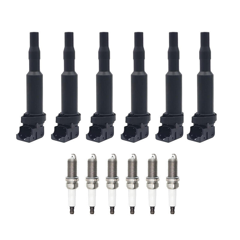 6 UF592 0221504470 Ignition Coil with 12122158253 Spark Plugs for BMW 528i 128i