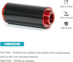 Inline Fuel Filter High Flow 100 Micron Reusable AN6 AN8 AN10 Adapter Black &Red
