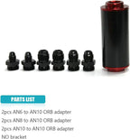 Inline Fuel Filter High Flow 100 Micron Reusable AN6 AN8 AN10 Adapter Black &Red