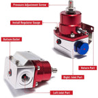 Adjustable Fuel Pressure Regulator Kit Oil 0-100psi Gauge -6AN Blue & Red