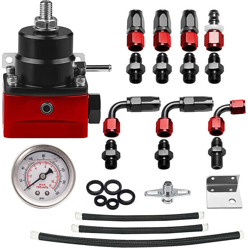 Universal Adjustable Fuel Pressure Regulator Kit 0-100psi Guage AN6 Fittings
