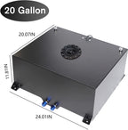 20 Gallon Black Aluminum Fuel Cell Gas Tank+Cap+Level Sender+Fuel Line Kit