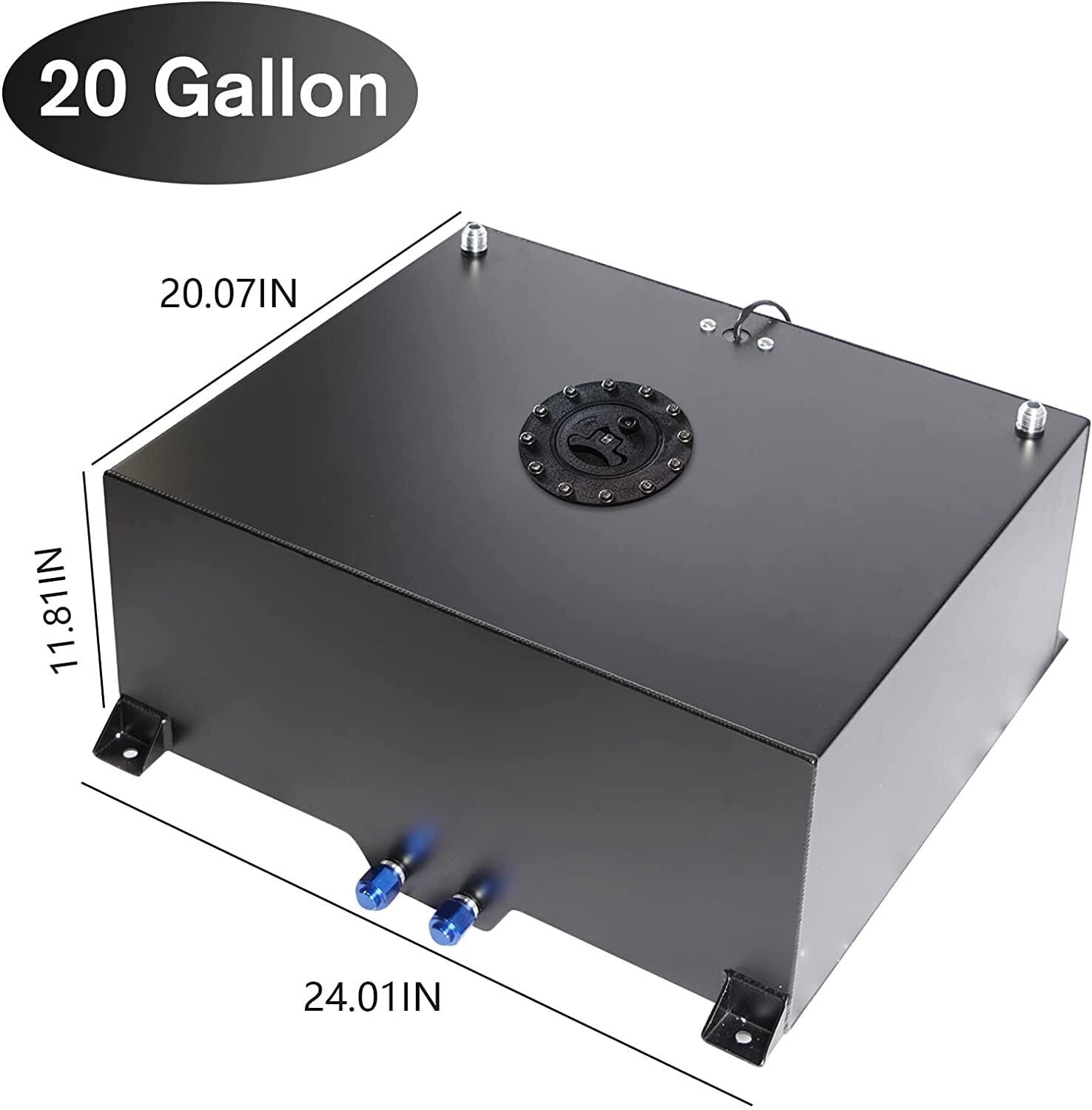 20 Gallon Black Aluminum Fuel Cell Gas Tank+Cap+Level Sender+Fuel Line Kit
