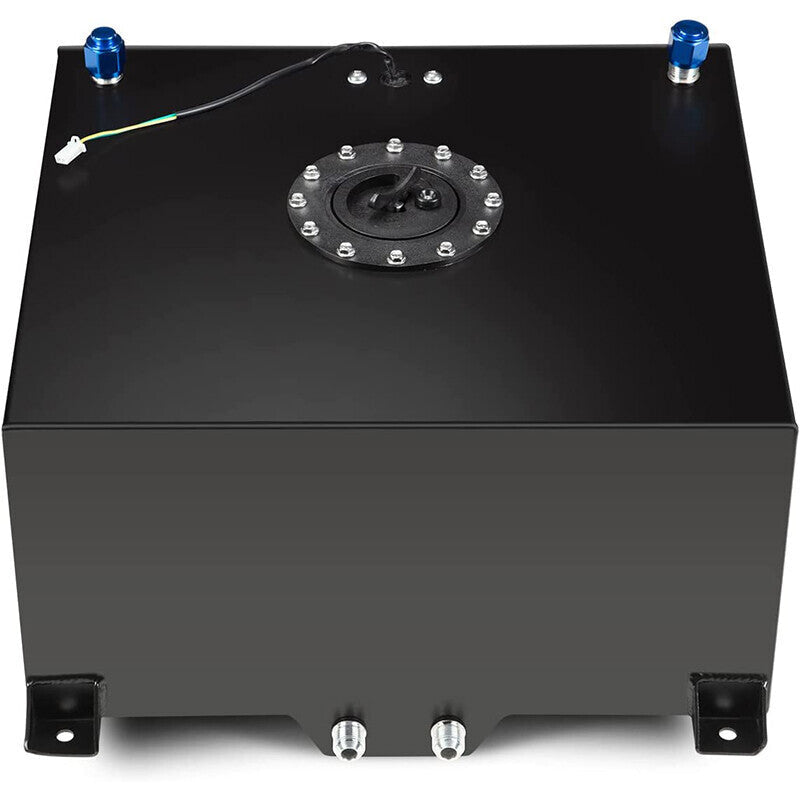 20 Gallon Black Aluminum Fuel Cell Gas Tank+Cap+Level Sender+Fuel Line Kit