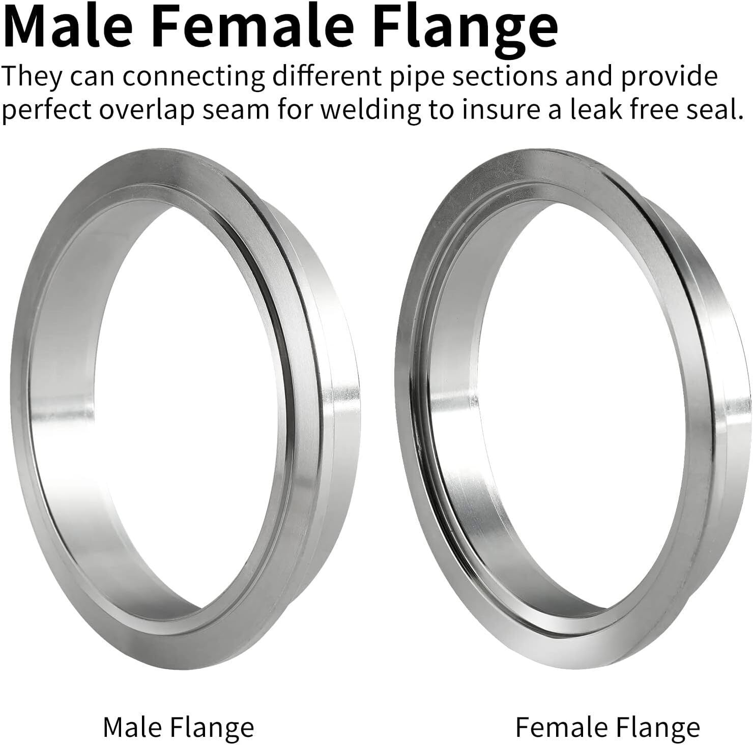 2PCS 3.5" Steel V-Band Bolt Clamp Kit Male/Female for Turbo Vband