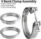 2PCS 3.5" Steel V-Band Bolt Clamp Kit Male/Female for Turbo Vband