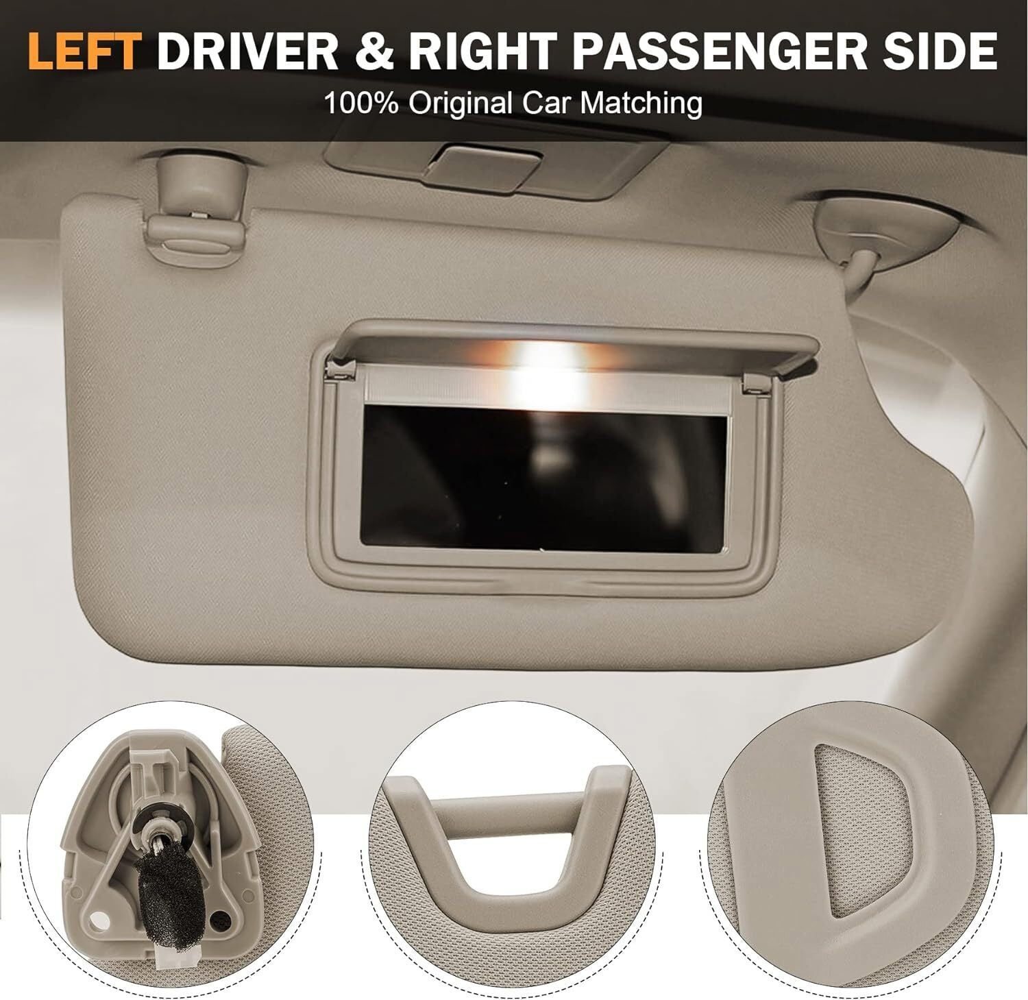 1 Pair Beige Sun Visor Driver & Passenger w/ Light For Nissan Altima 2013-2018