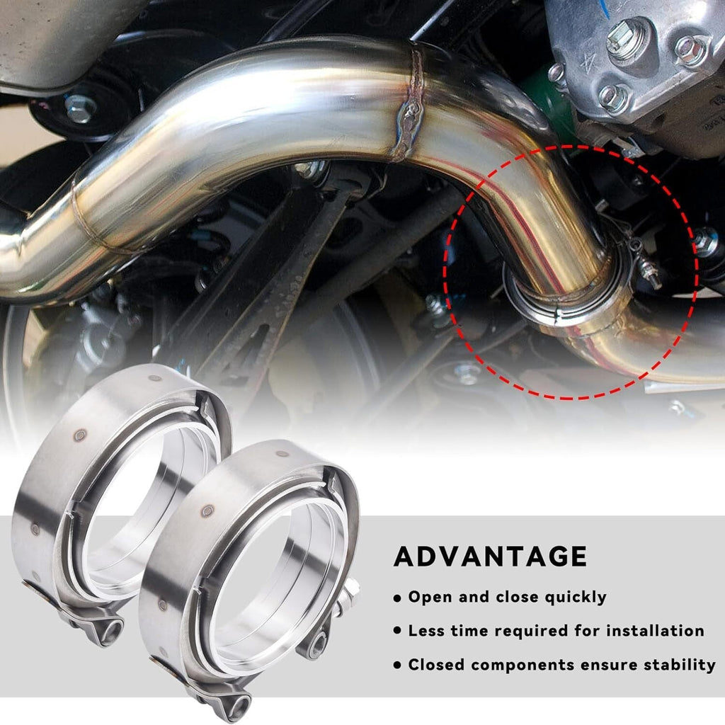 4PCS 3 Inch V Band Clamp Kit w Male Female Flange Mild Steel Turbo Exhaust 3"