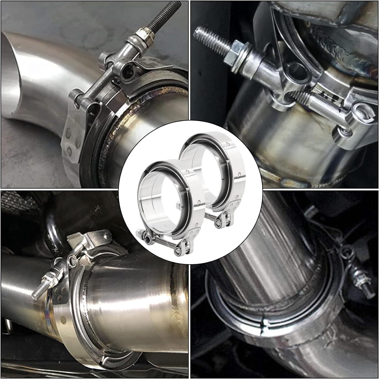 4PCS 3 Inch V Band Clamp Kit w Male Female Flange Mild Steel Turbo Exhaust 3"