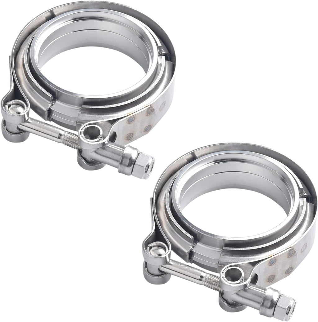 4PCS 3 Inch V Band Clamp Kit w Male Female Flange Mild Steel Turbo Exhaust 3"