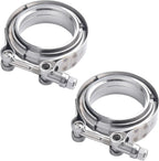 4PCS 3 Inch V Band Clamp Kit w Male Female Flange Mild Steel Turbo Exhaust 3"
