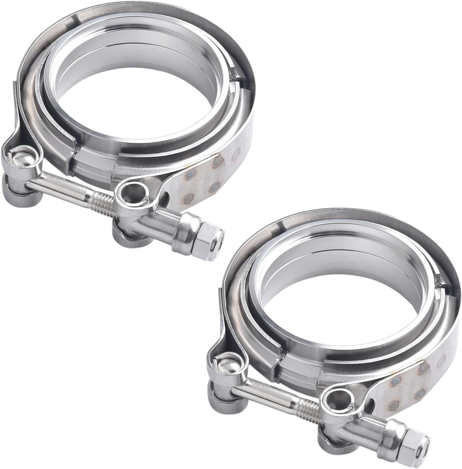 4PCS 3 Inch V Band Clamp Kit w Male Female Flange Mild Steel Turbo Exhaust 3"
