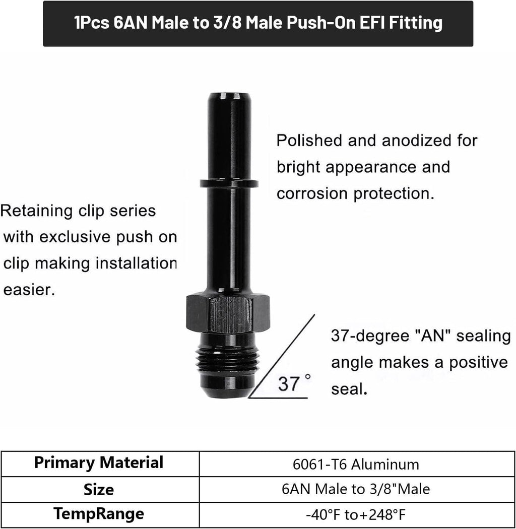 6AN 3/8" LS Swap EFI Fuel Line Fitting Set Complete Conversion Swivel Adapter