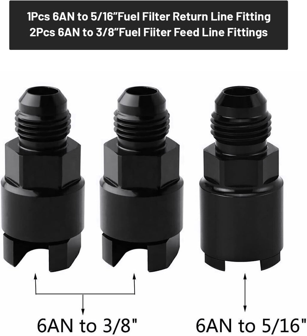 6AN 3/8" LS Swap EFI Fuel Line Fitting Set Complete Conversion Swivel Adapter