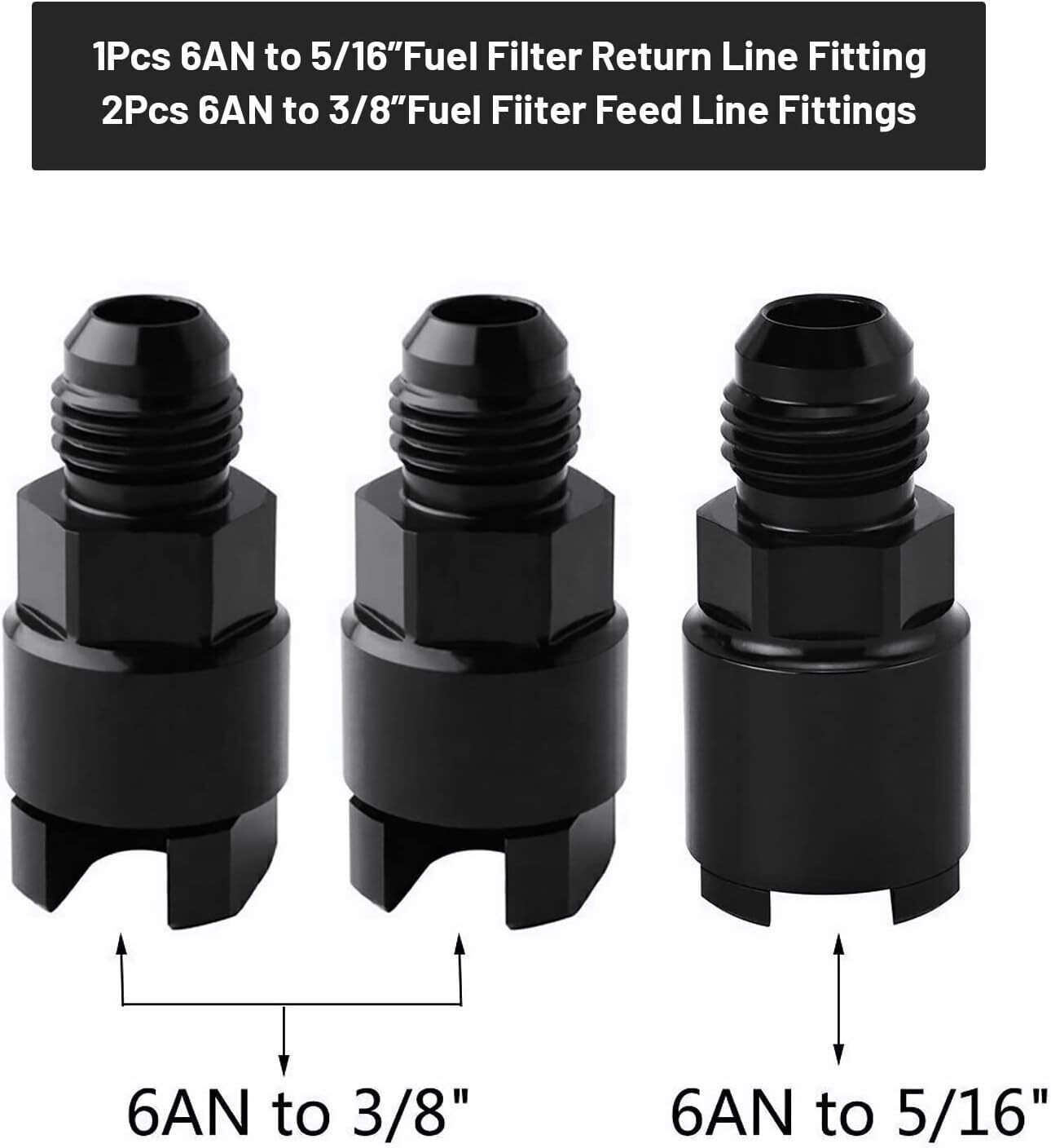 6AN 3/8" LS Swap EFI Fuel Line Fitting Set Complete Conversion Swivel Adapter