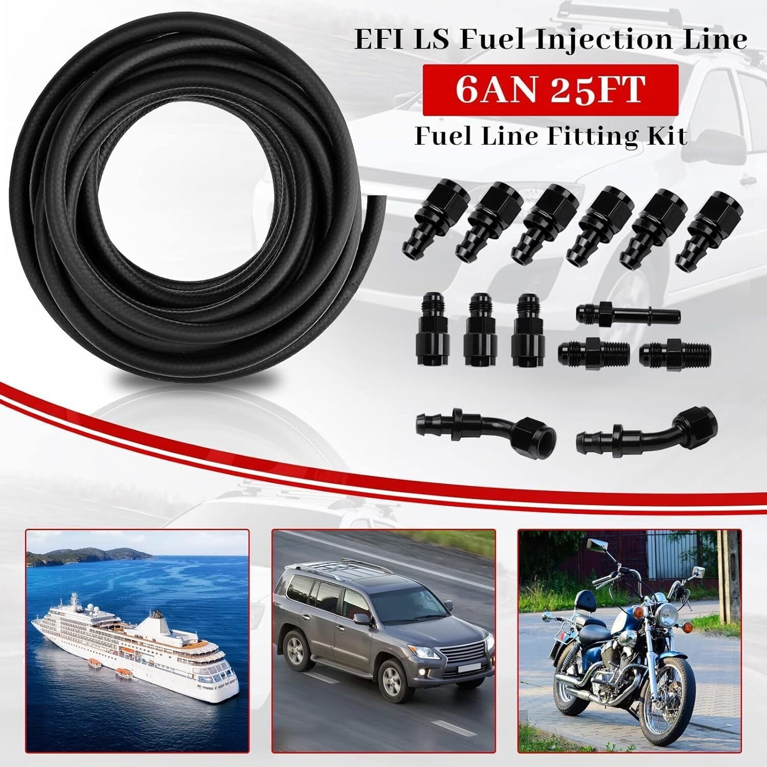 6AN 3/8" LS Swap EFI Fuel Line Fitting Set Complete Conversion Swivel Adapter