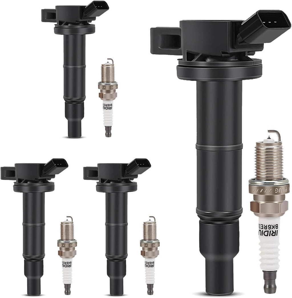 UF333 4x Ignition Coil & 4x Iridium Spark Plug For 2002-11 Toyota Camry 2.4L
