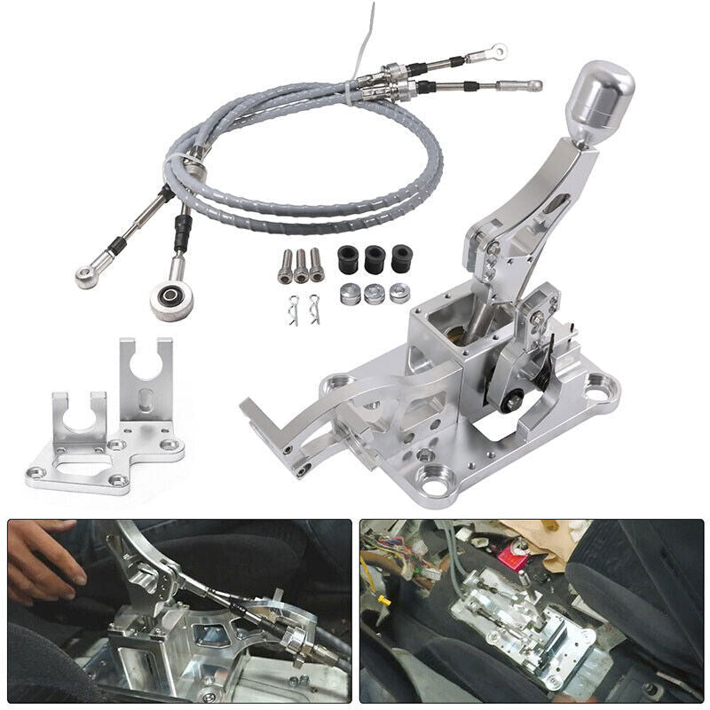 Trans Bracket Shifter Box Shift Cable Linkage w/ Knob for Honda K20 K24 K-Series