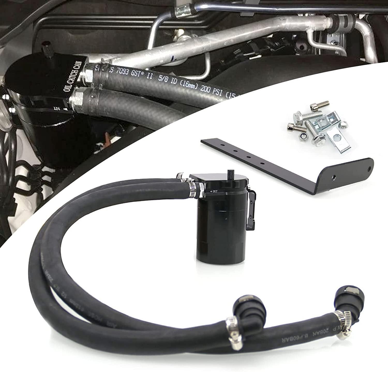 Oil Catch Can Kit Aluminum for 11-21 Ford F150 5.0L Raptor 2.7L 3.5L Ecoboost BK