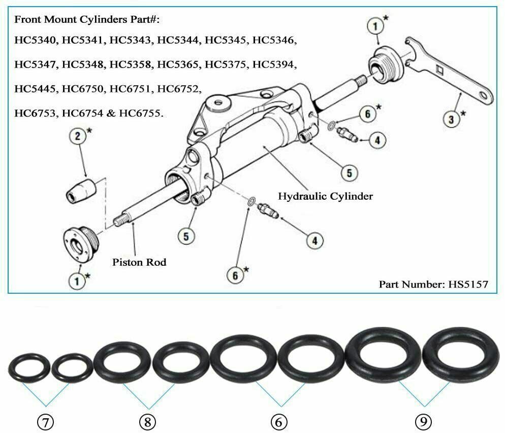 HS5157 Front Mount Hydraulic Steering Cylinder Seal Kit for SeaStar HC5345HC5358