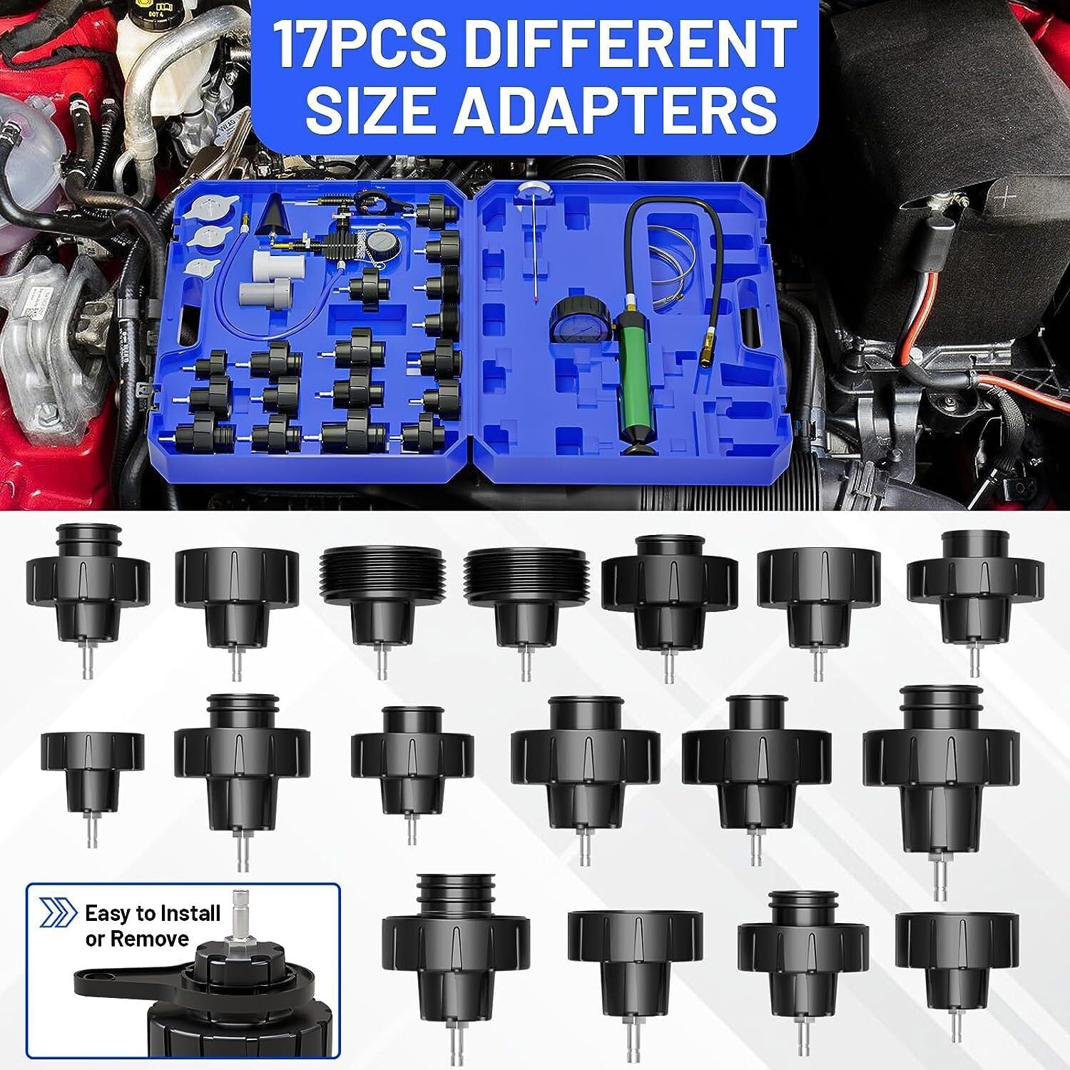 Universal Radiator Pressure Tester Vacuum Type Cooling System Refill Tool Set