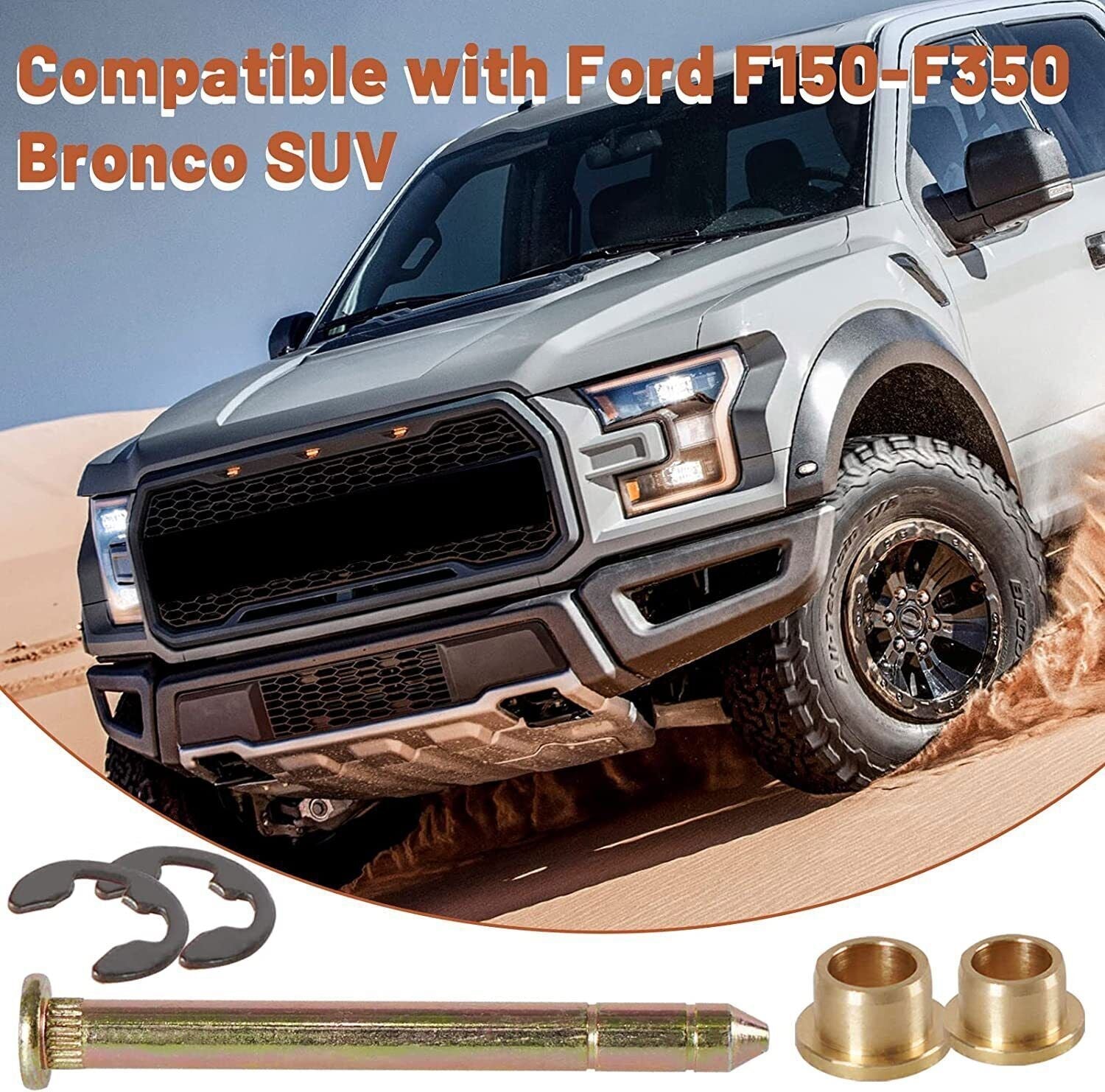 Door Hinge Pins Pin Bushing Kit For Ford Bronco F150 F250 F350 2-Door F Series