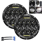 Pair 7" Inch Round LED Headlights Halo Angle Eyes For Jeep Wrangler JK LJ TJ CJ