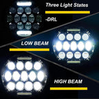 Pair 7" Inch Round LED Headlights Halo Angle Eyes For Jeep Wrangler JK LJ TJ CJ