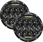 Pair 7" Inch Round LED Headlights Halo Angle Eyes For Jeep Wrangler JK LJ TJ CJ
