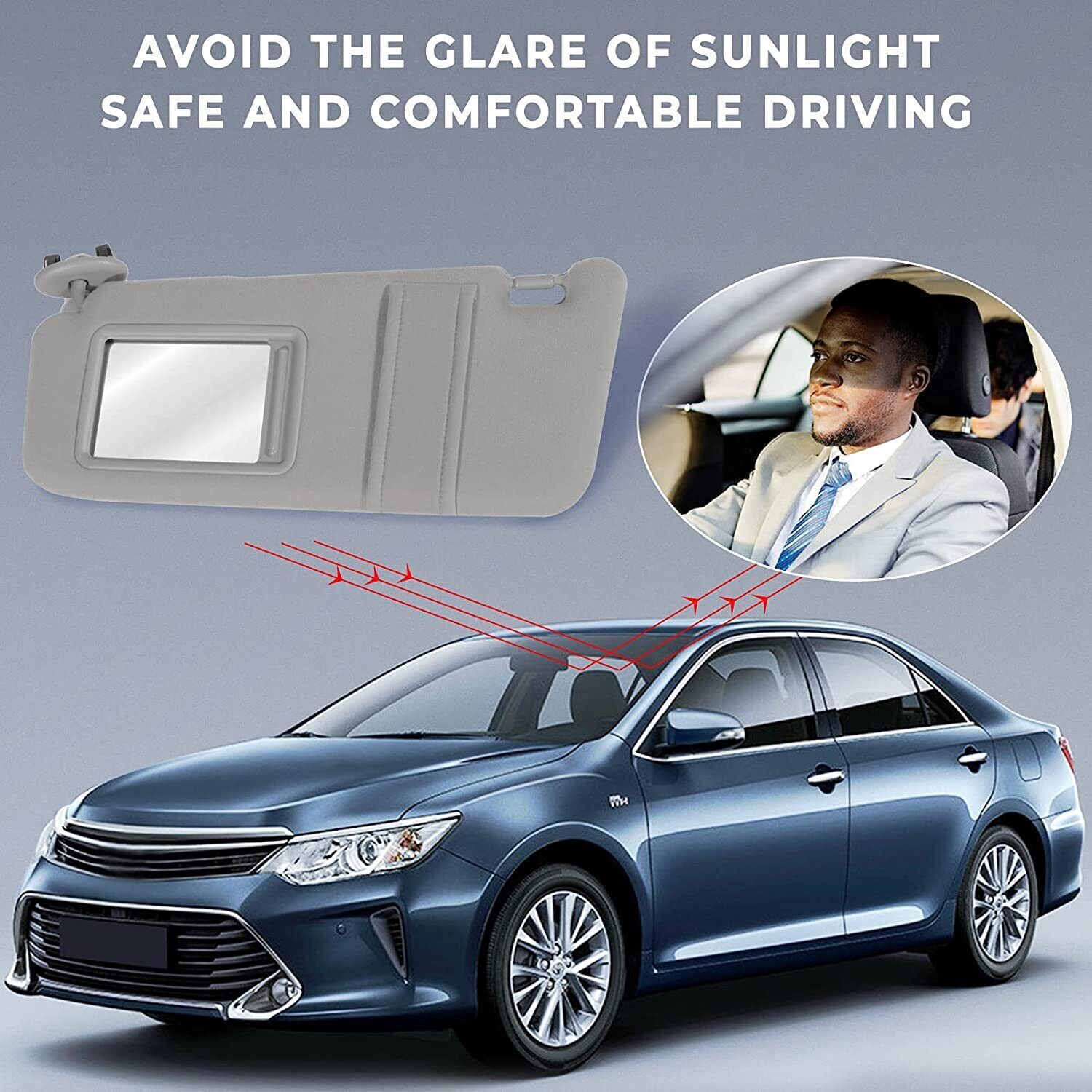 Light Gray Sun Visor for 2007-2011 Toyota Camry Driver Passenger Side Pair