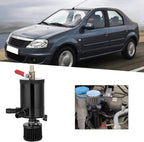 2 Port Reservoir Baffled Tank Oil Catch Can with Drain Valve Breather Black New