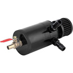 2 Port Reservoir Baffled Tank Oil Catch Can with Drain Valve Breather Black New